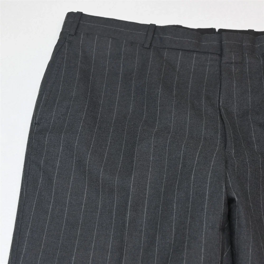 Vtg USA Southwick 43S 38x29 Gray Striped 100% Wool Flannel Jacket Pants Suit